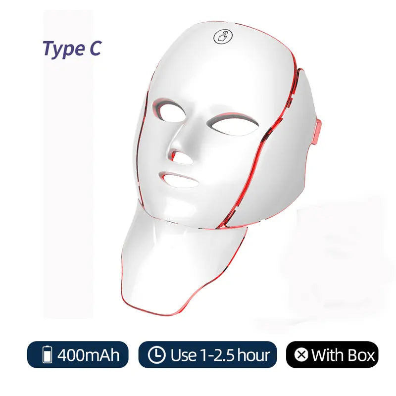 Rechargeable 7 Color LED Face Neck Mask